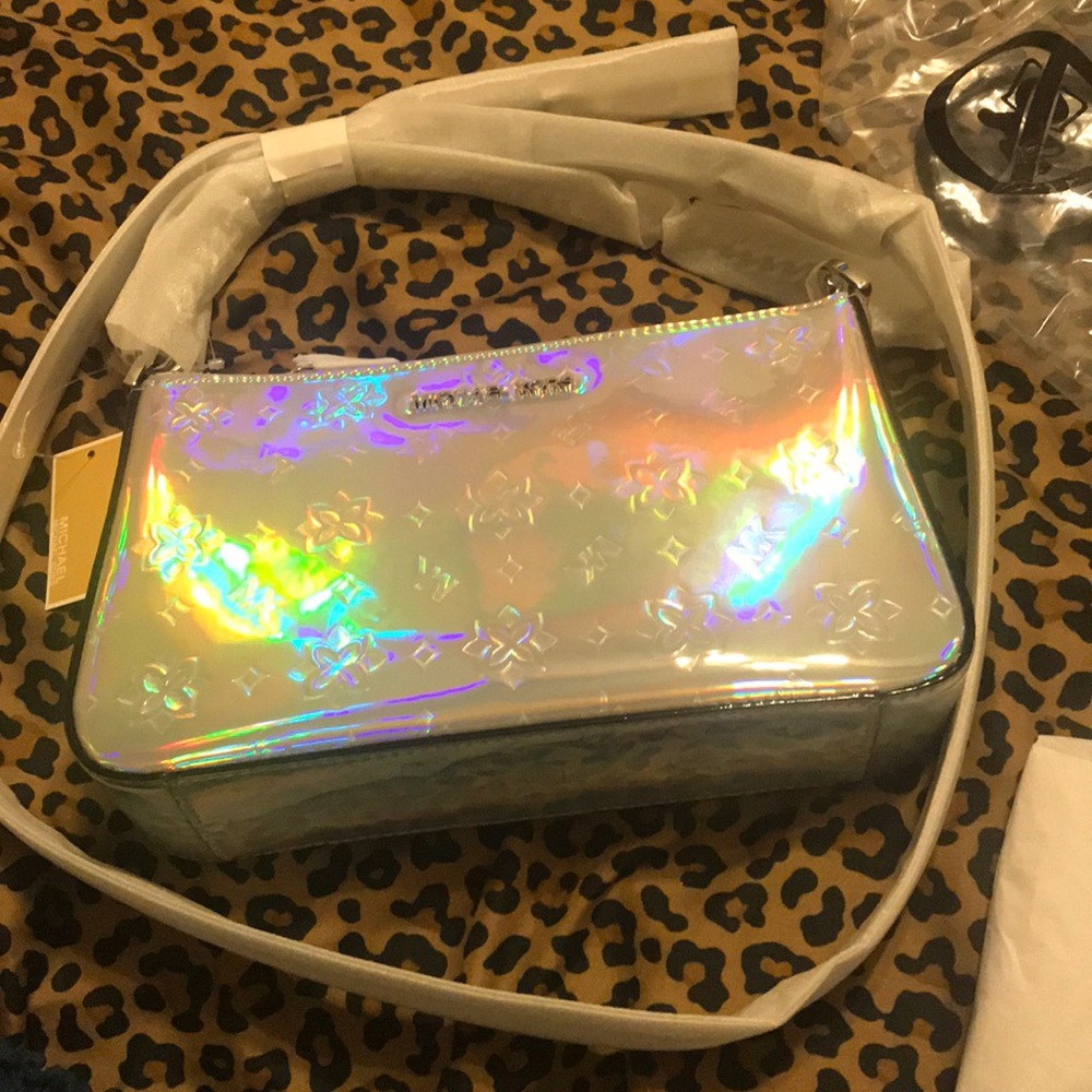 NWT Michael Kors holographic pouchette crossbody